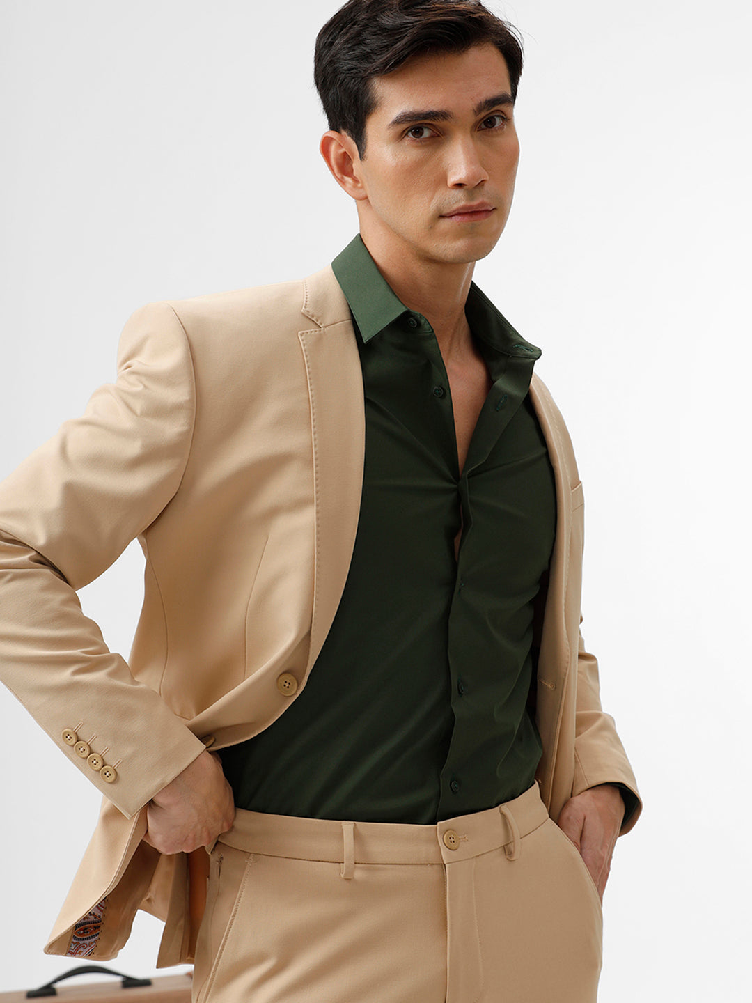 Powell Kombu Green Slim Fit Cotton Shirt