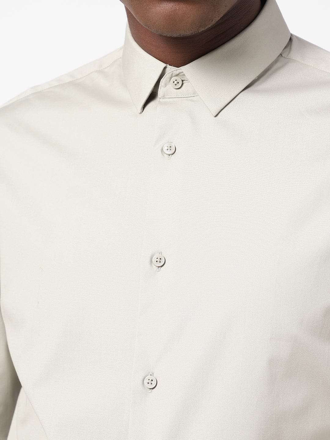 Men's Yellow And Cream Solid Shirt