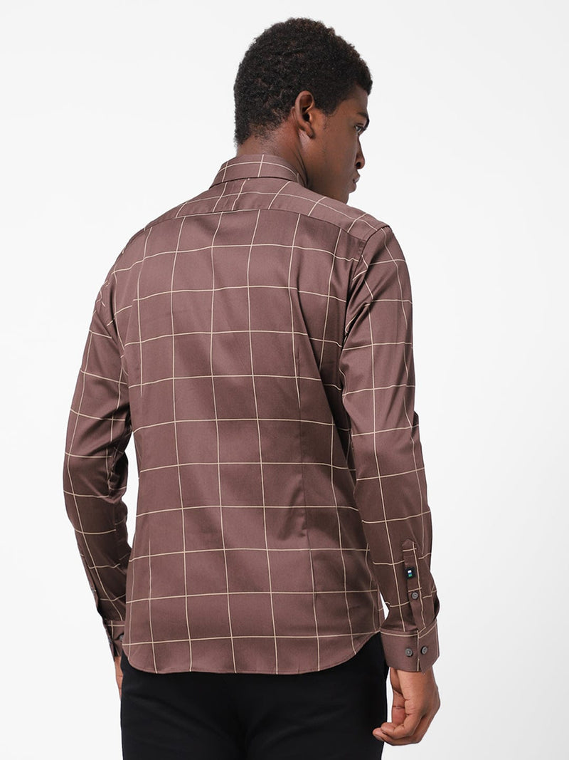 Men's Brown Checkered Shirt