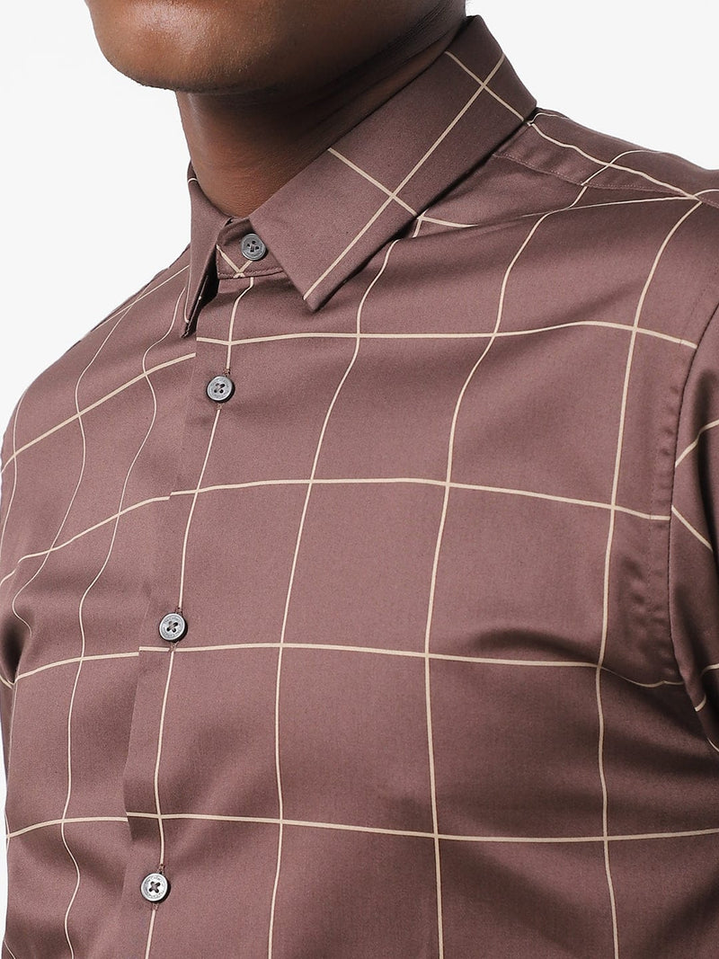 Men's Brown Checkered Shirt