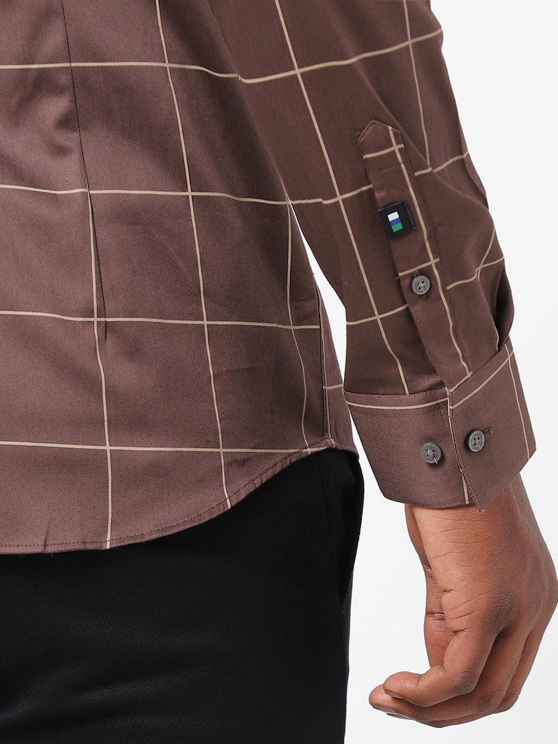 Men's Brown Checkered Shirt
