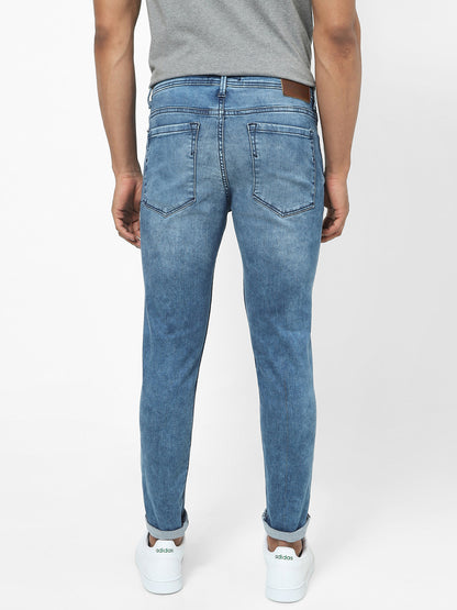 Men Slim Mid Rise Blue Jeans