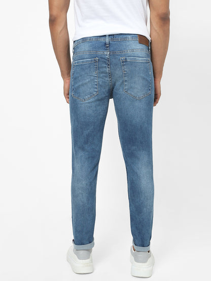 Men Slim Mid Rise Blue Jeans