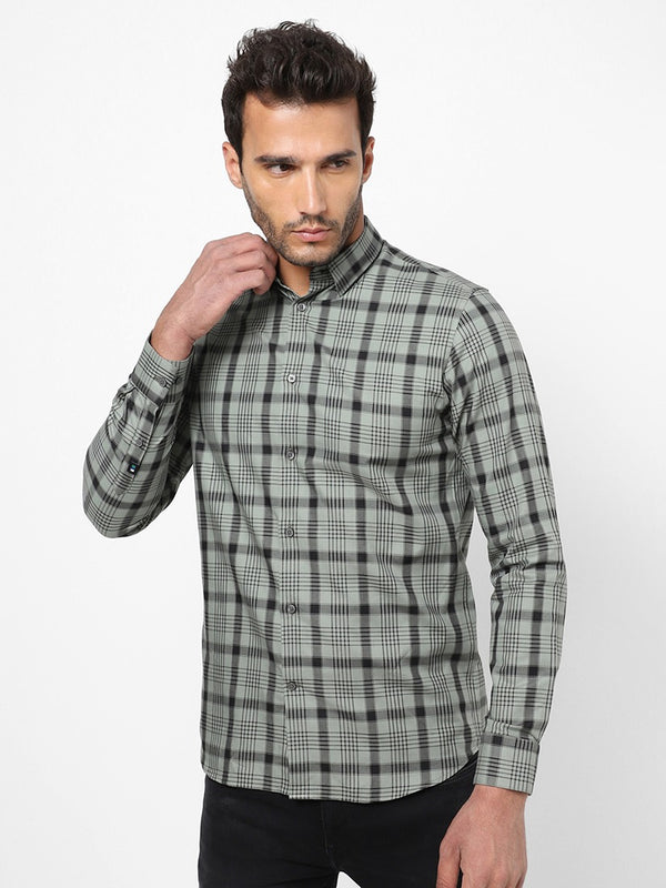 Men's Grey Checkered Shirt