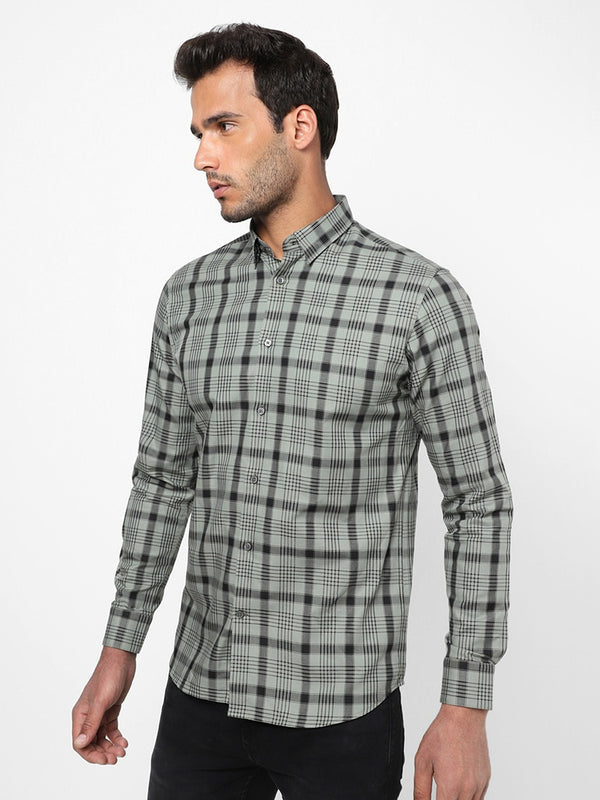 Men's Grey Checkered Shirt
