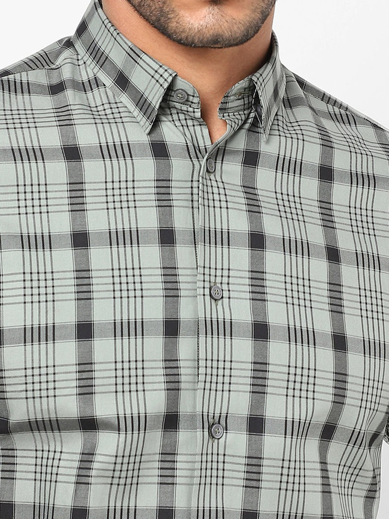Men's Grey Checkered Shirt