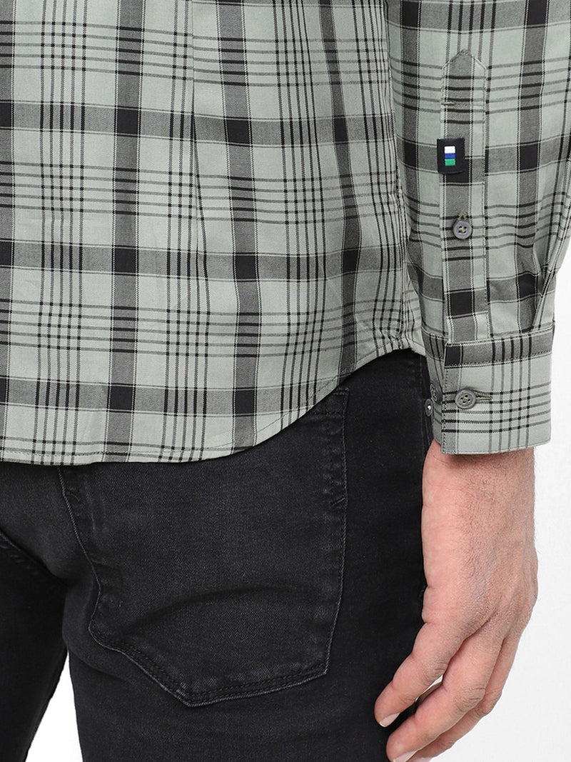 Men's Grey Checkered Shirt