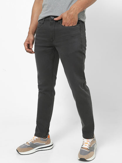 Men Slim Mid Rise Grey Jeans