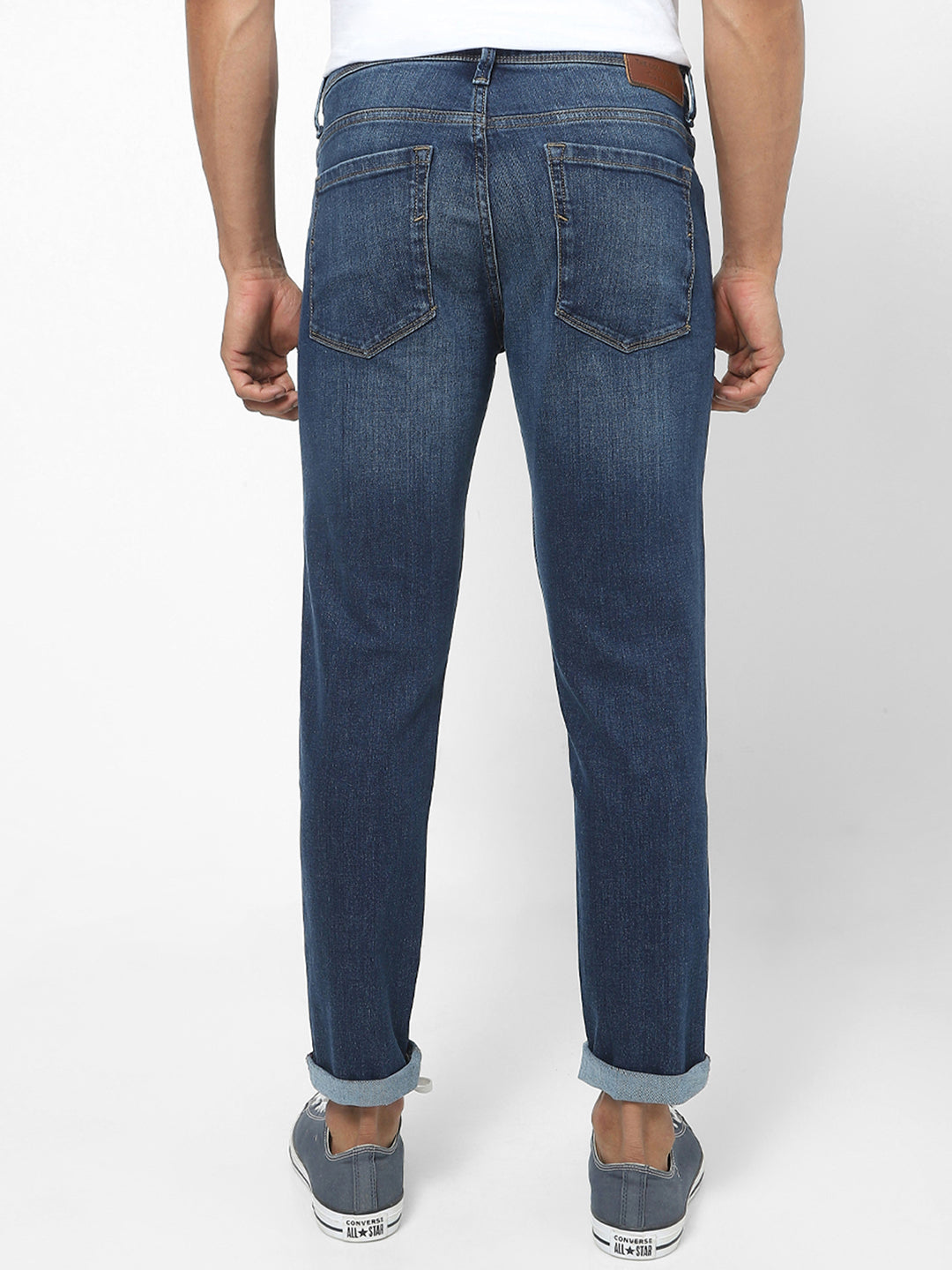 Men Slim Mid Rise Blue Jeans