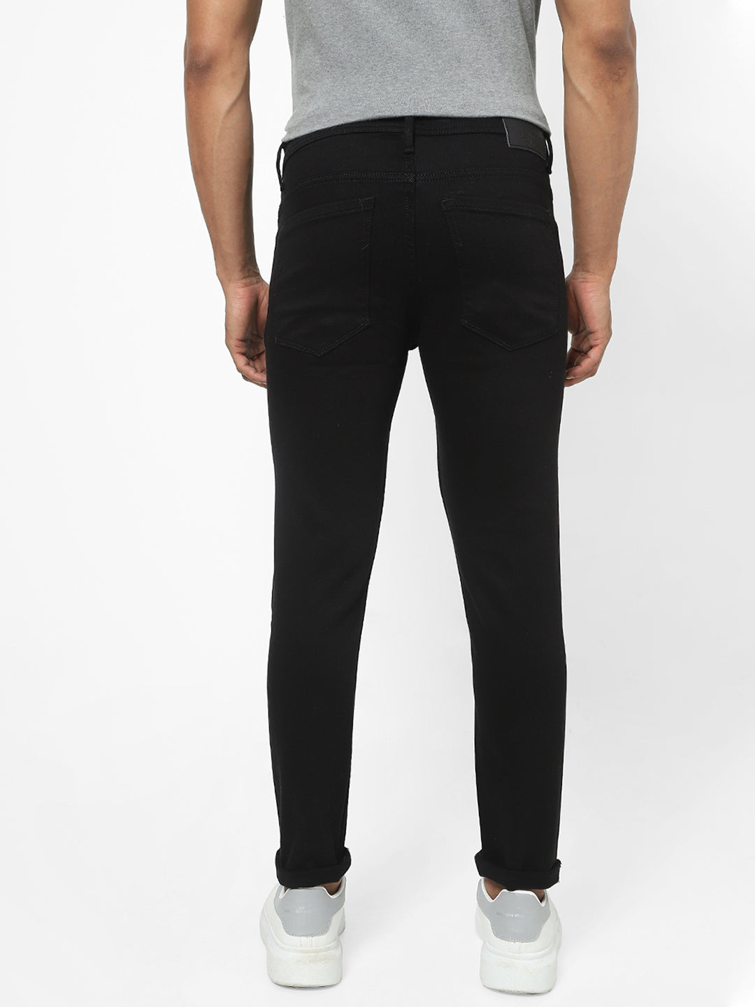 Men Slim Mid Rise Black Jeans