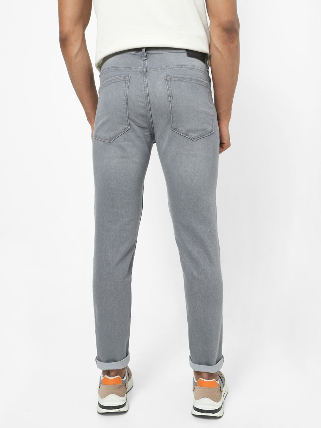 Men Slim Mid Rise Grey Jeans