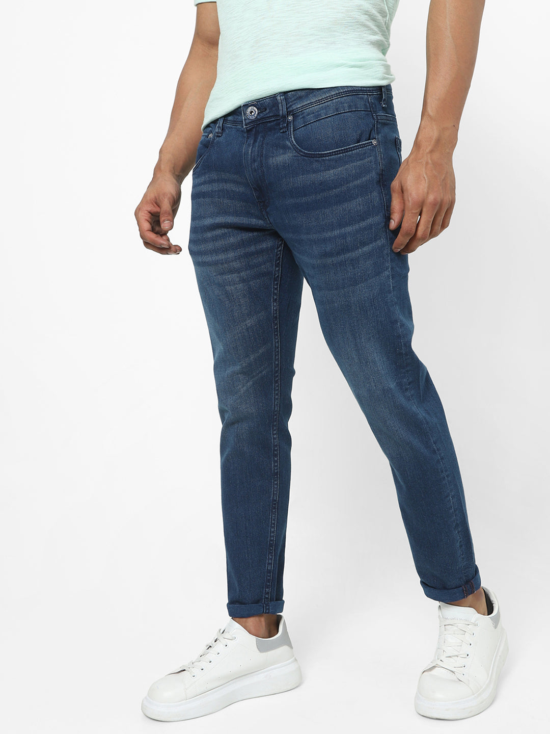 Men Slim Mid Rise Light Blue Jeans