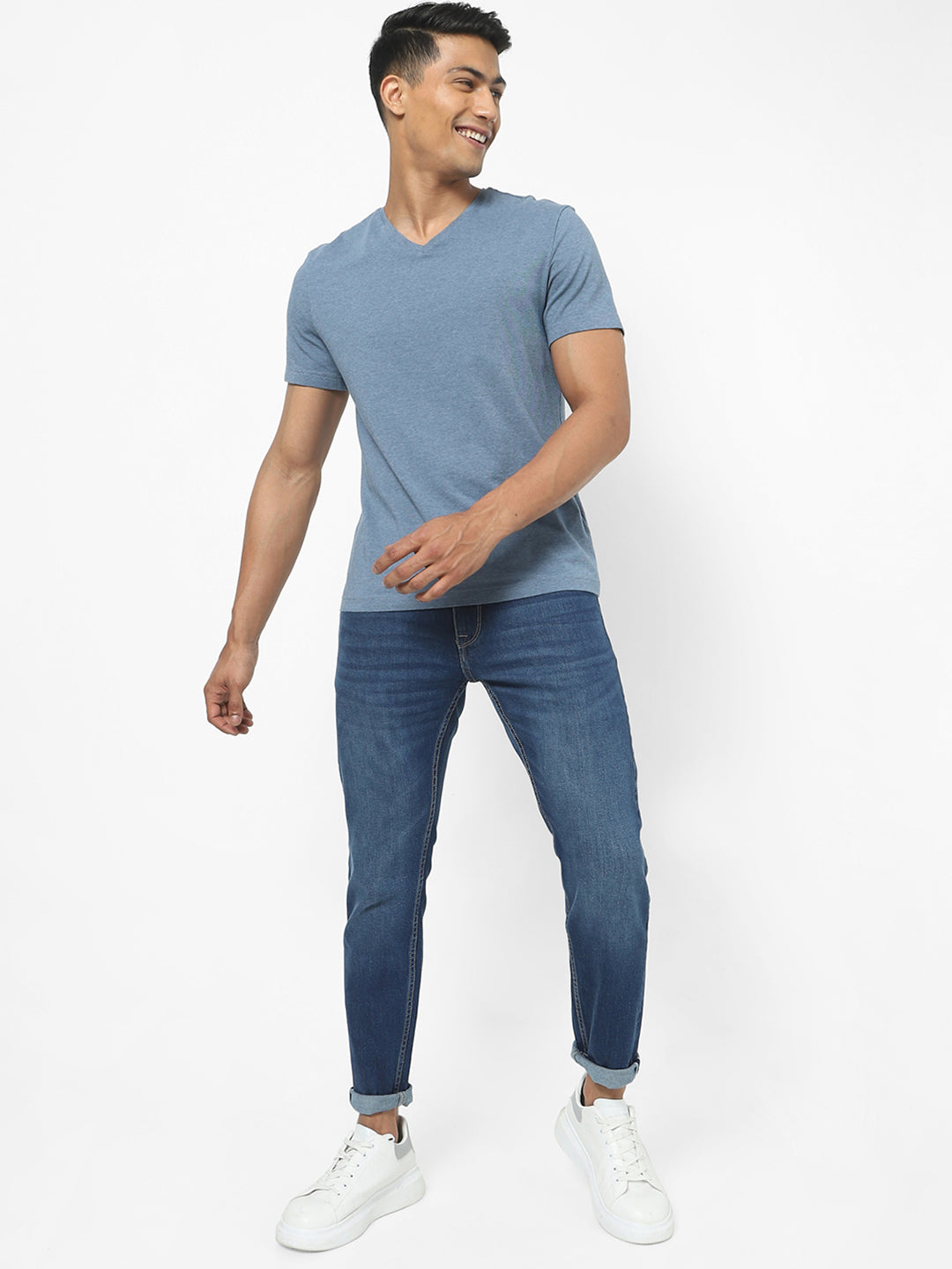 Men Slim Mid Rise Light Blue Jeans