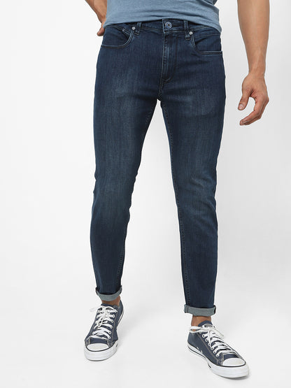 Men Slim Mid Rise Blue Jeans