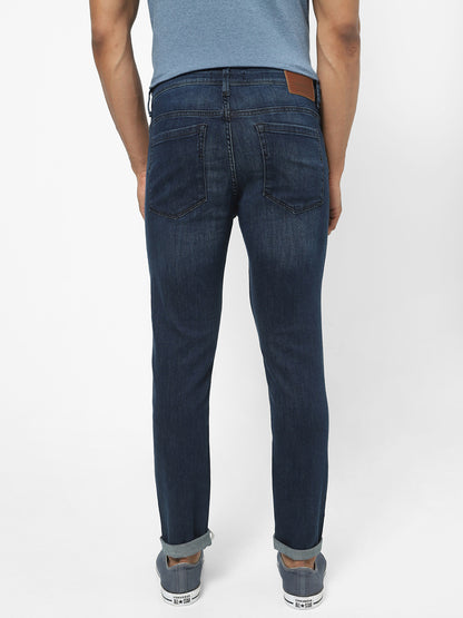 Men Slim Mid Rise Blue Jeans