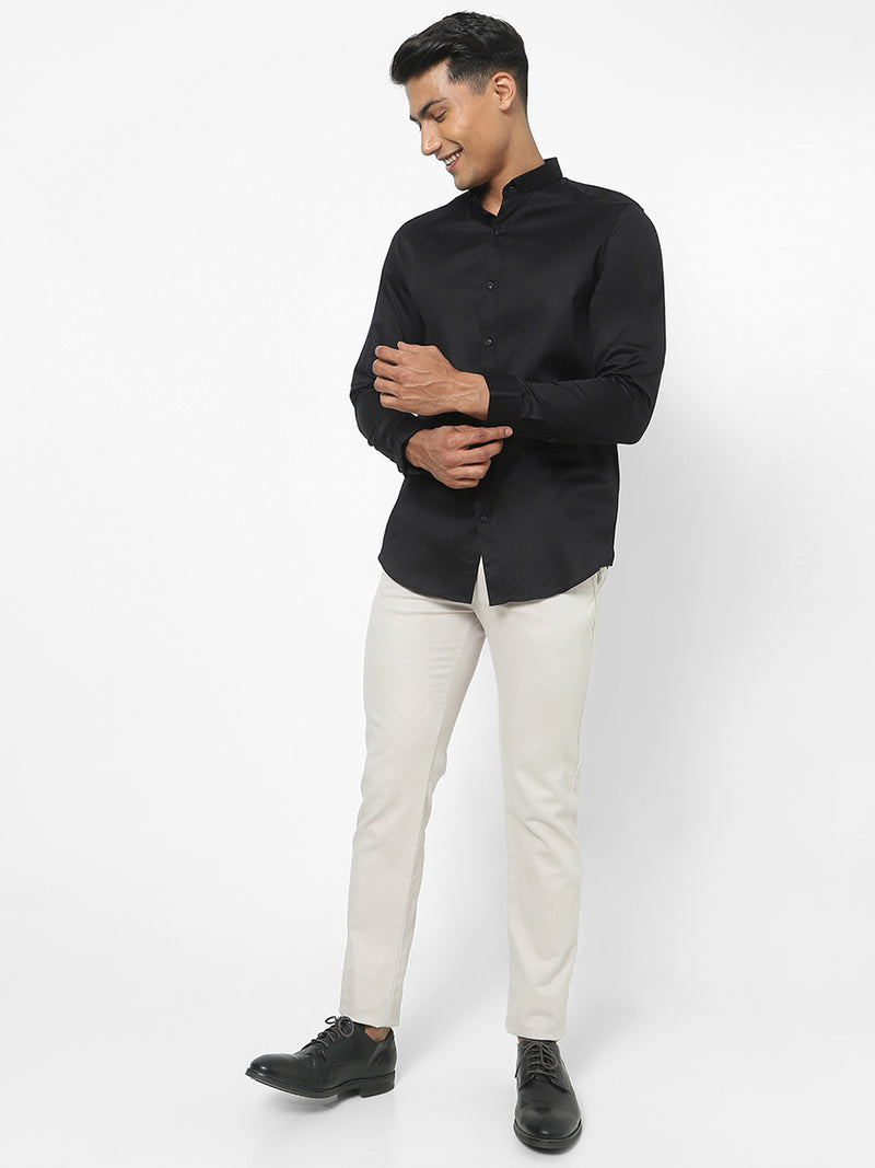 Men's Black Satin Stretch Shirt