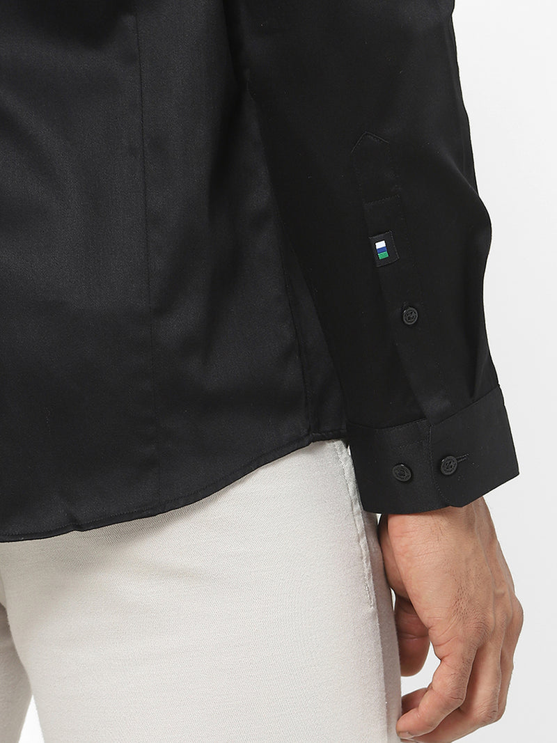 Men's Black Satin Stretch Shirt