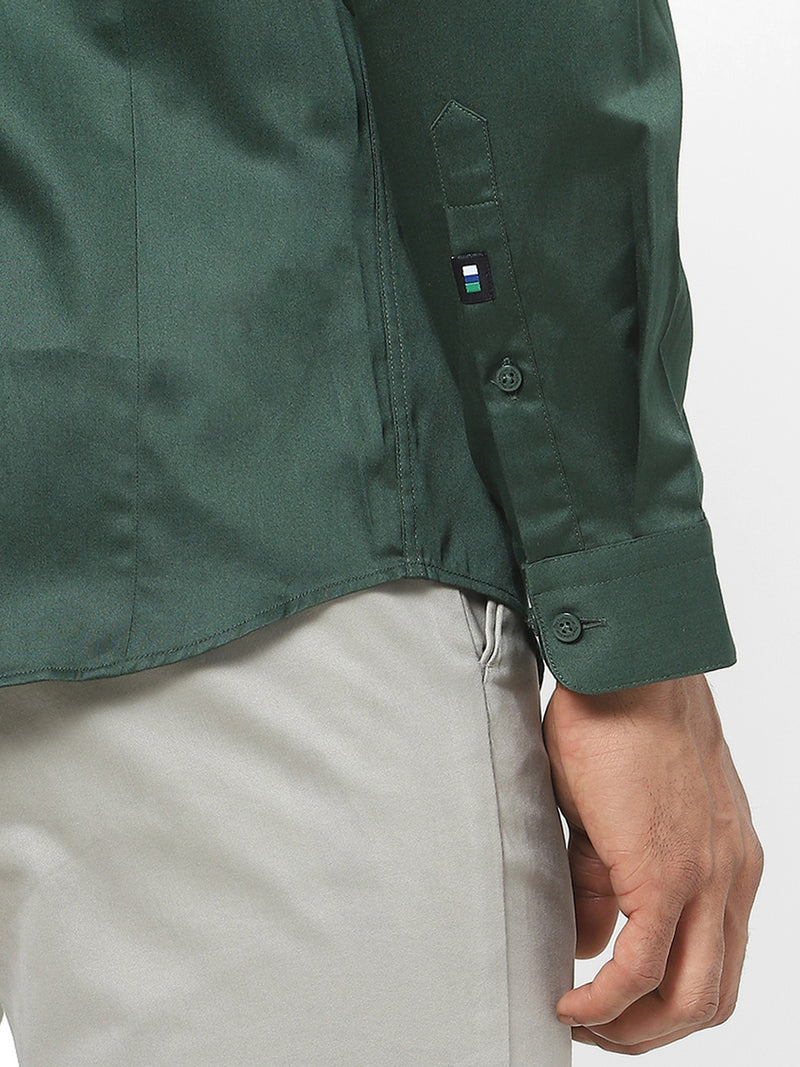 Men's Dark Green Satin Stretch Shirt