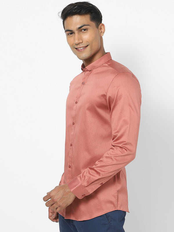 Men's Orange Satin Stretch Shirt