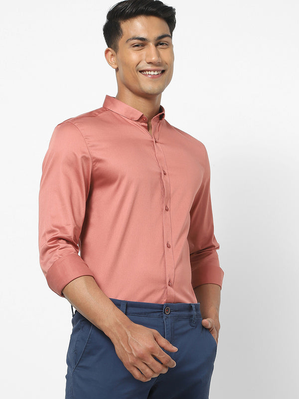 Men's Orange Satin Stretch Shirt