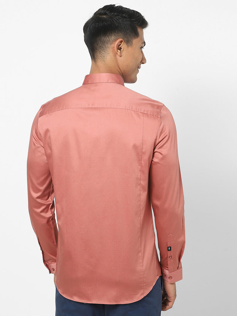 Men's Orange Satin Stretch Shirt