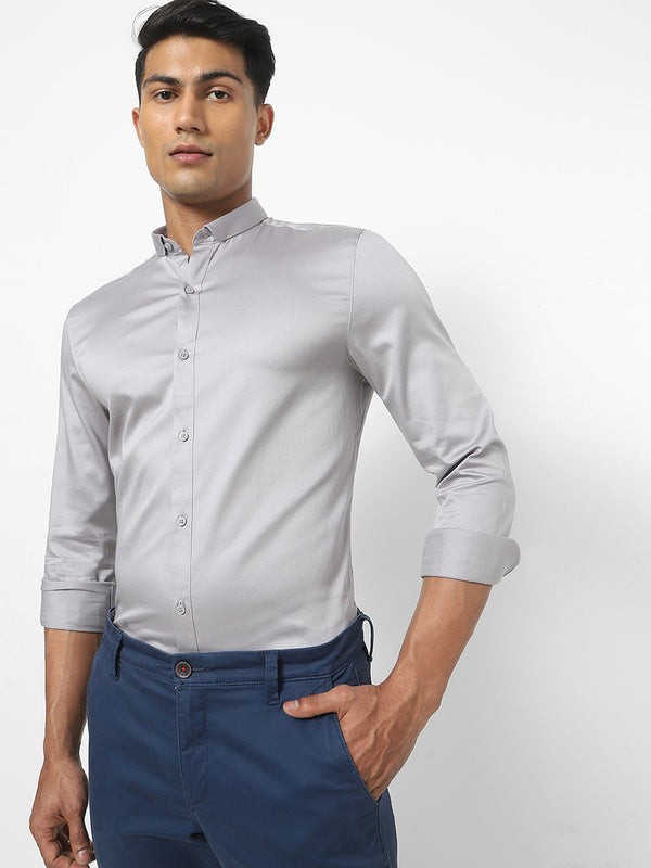 Men's Grey Satin Stretch Shirt
