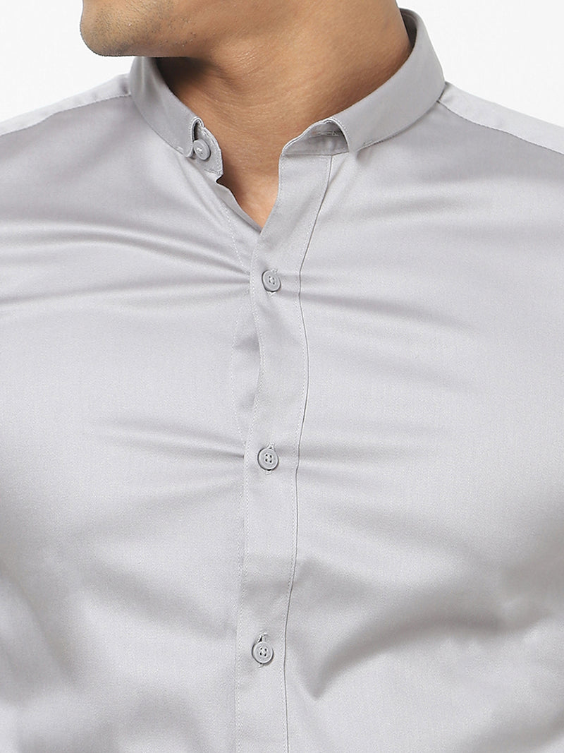 Men's Grey Satin Stretch Shirt