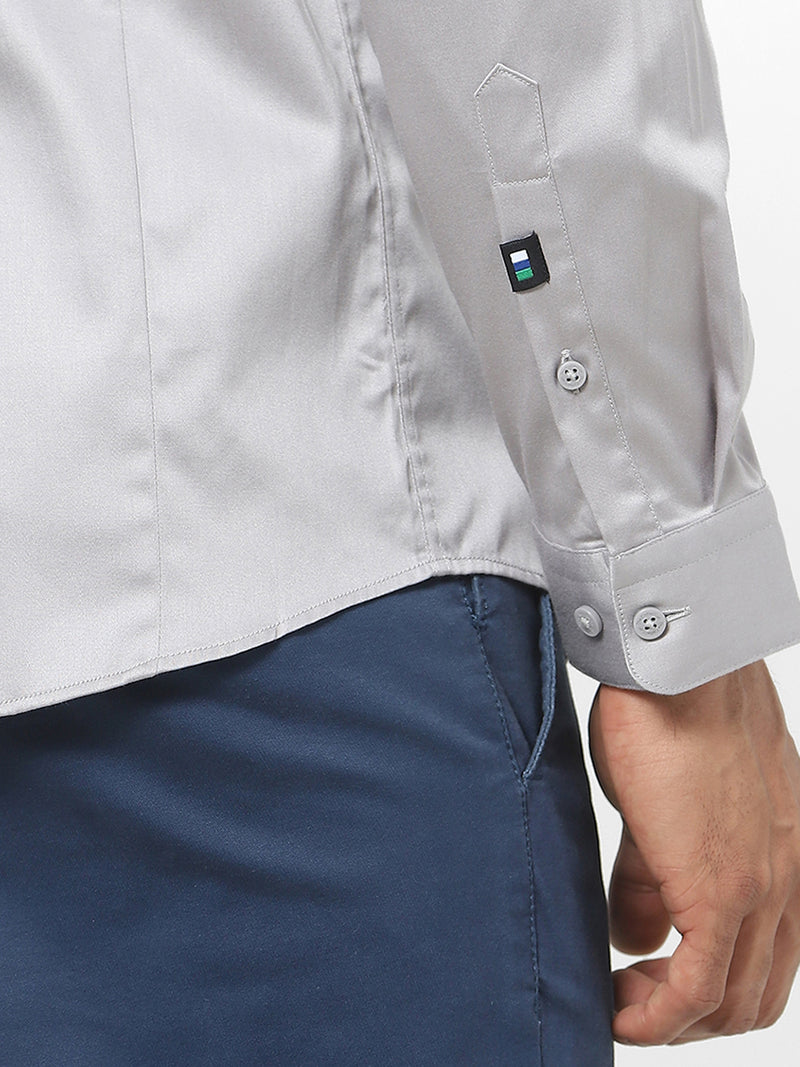 Men's Grey Satin Stretch Shirt