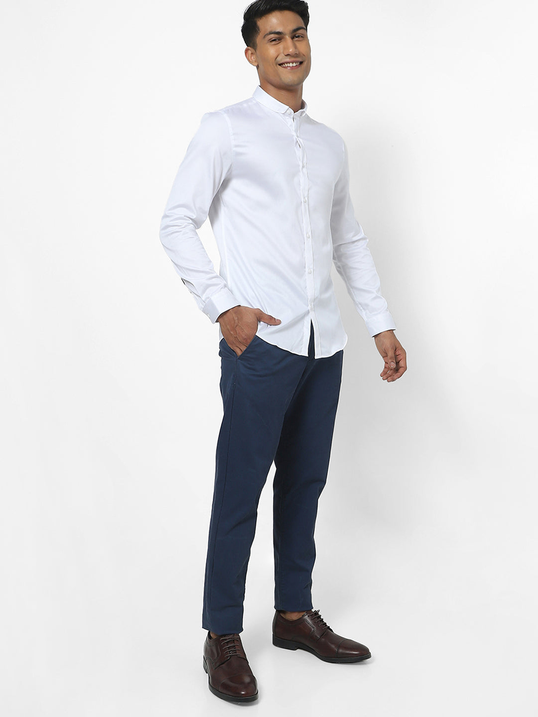 Men's White Satin Stretch Shirt