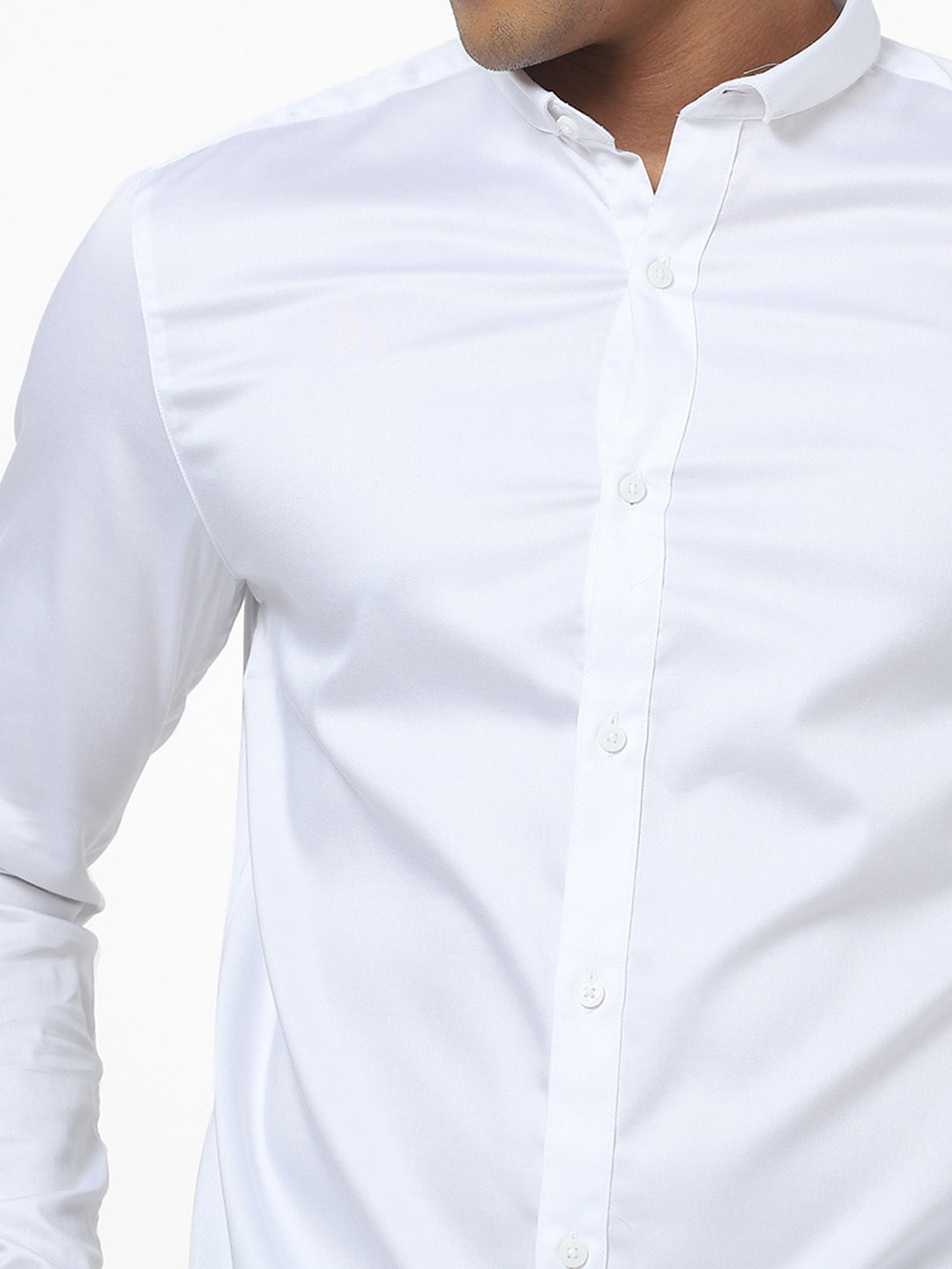 Men's White Satin Stretch Shirt