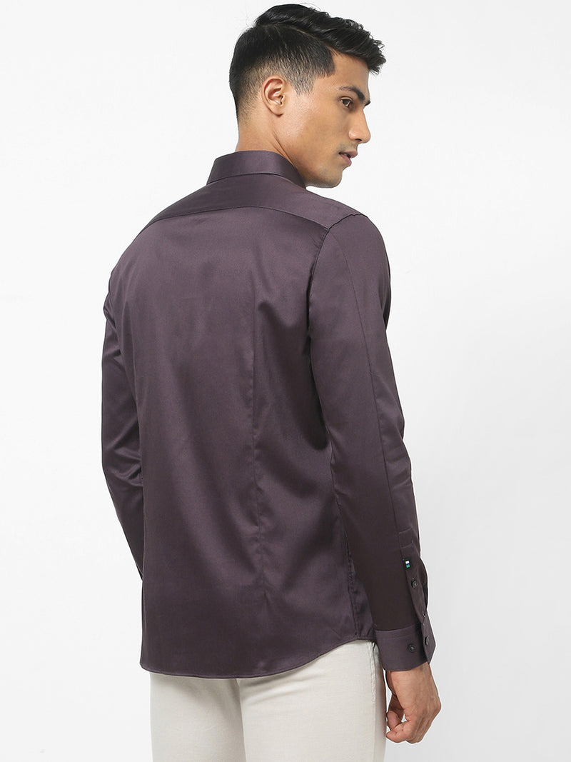 Men's Brown Satin Stretch Shirt