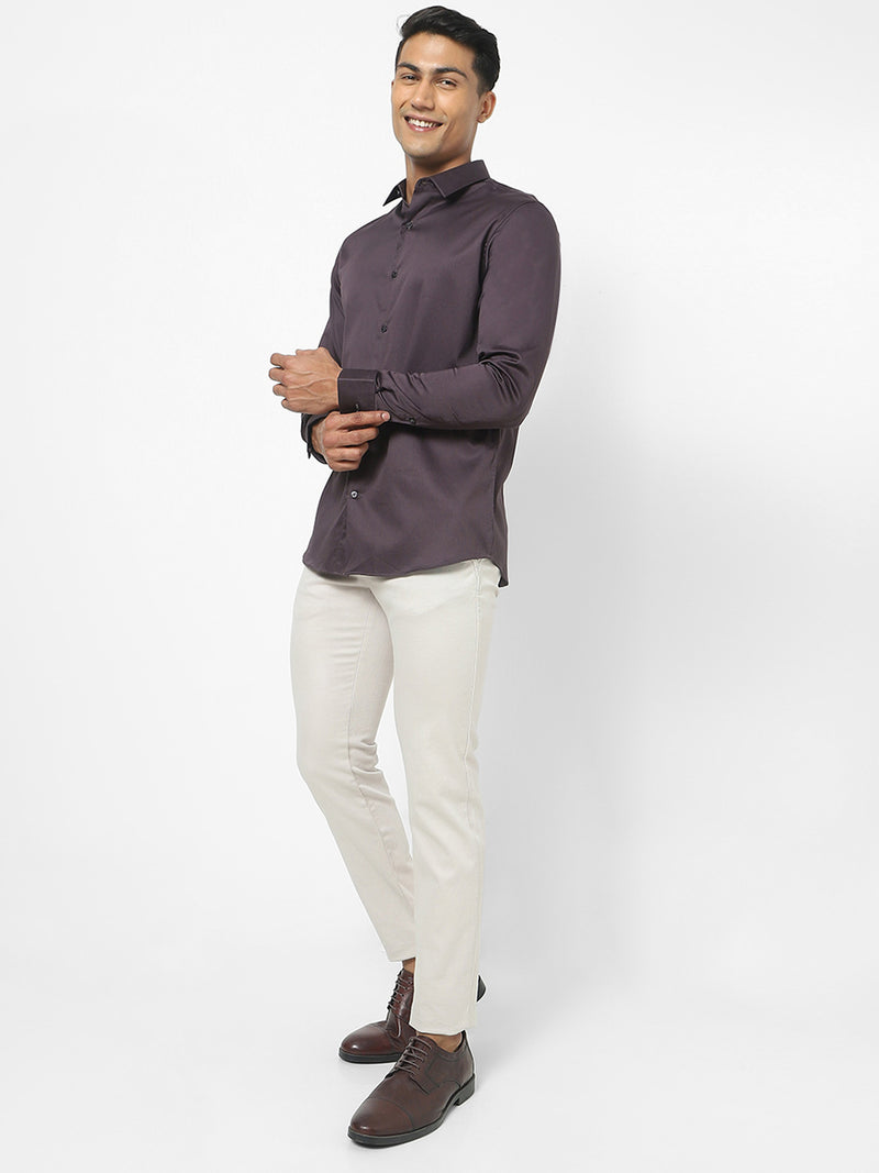 Men's Brown Satin Stretch Shirt