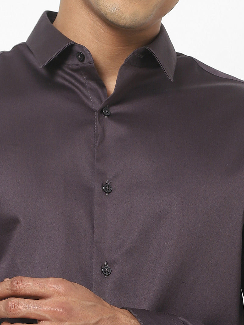 Men's Brown Satin Stretch Shirt