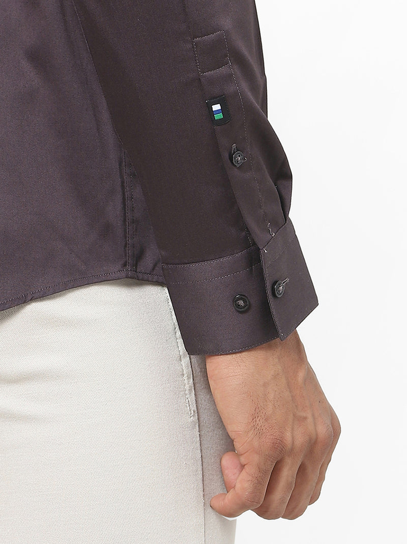 Men's Brown Satin Stretch Shirt