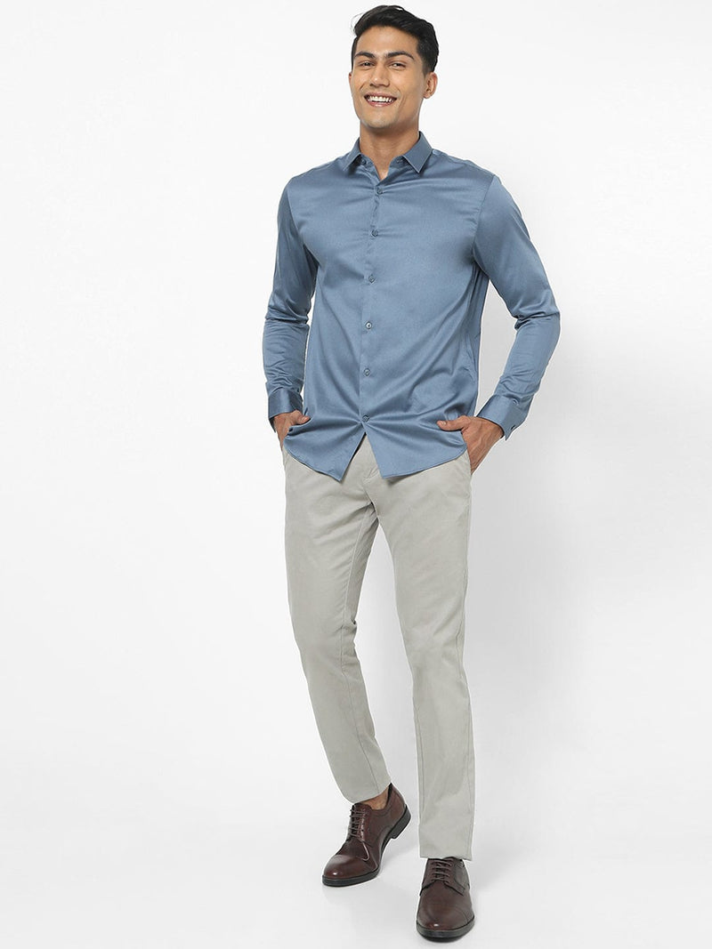 Men's Blue Satin Stretch Shirt