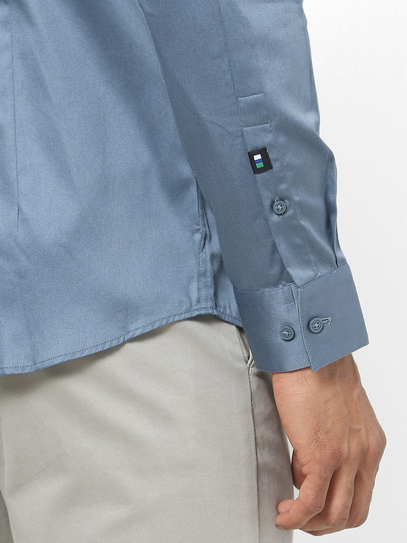 Men's Blue Satin Stretch Shirt