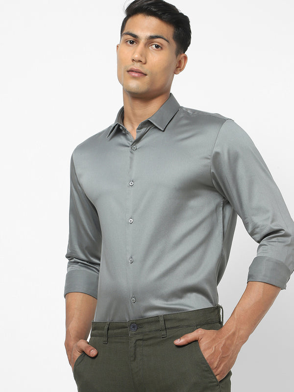 Men's Green Satin Stretch Shirt