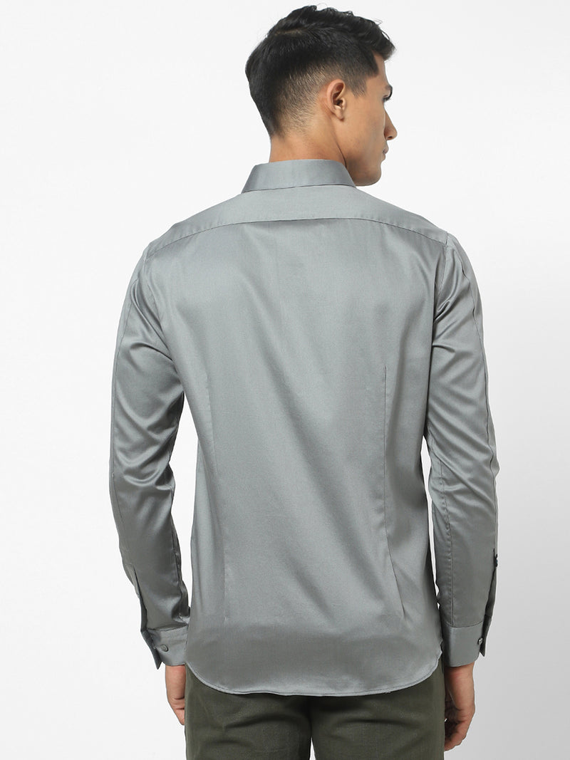 Men's Green Satin Stretch Shirt