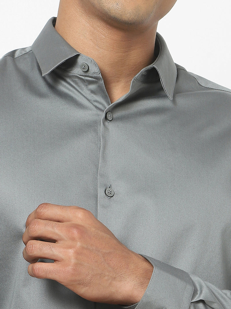 Men's Green Satin Stretch Shirt