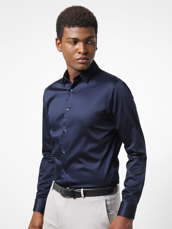 Men's Space Blue Solid Shirt