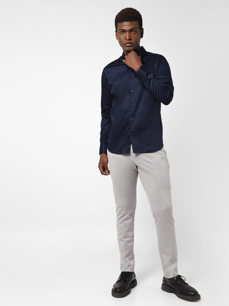 Men's Space Blue Solid Shirt