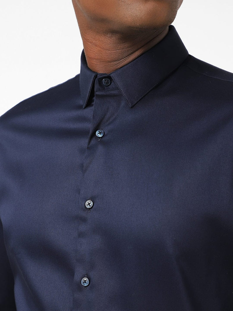 Men's Space Blue Solid Shirt