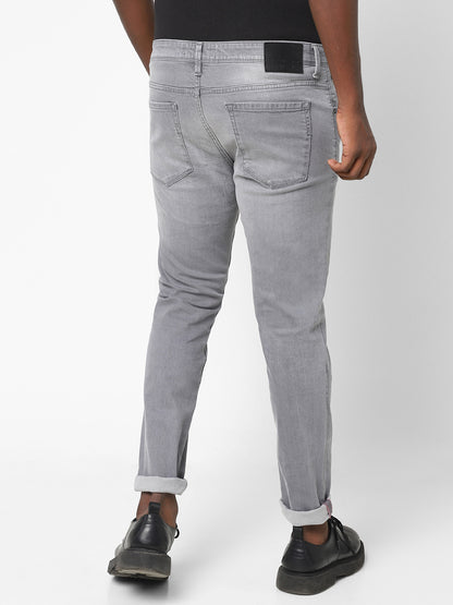 Men Slim Mid Rise Grey Jeans