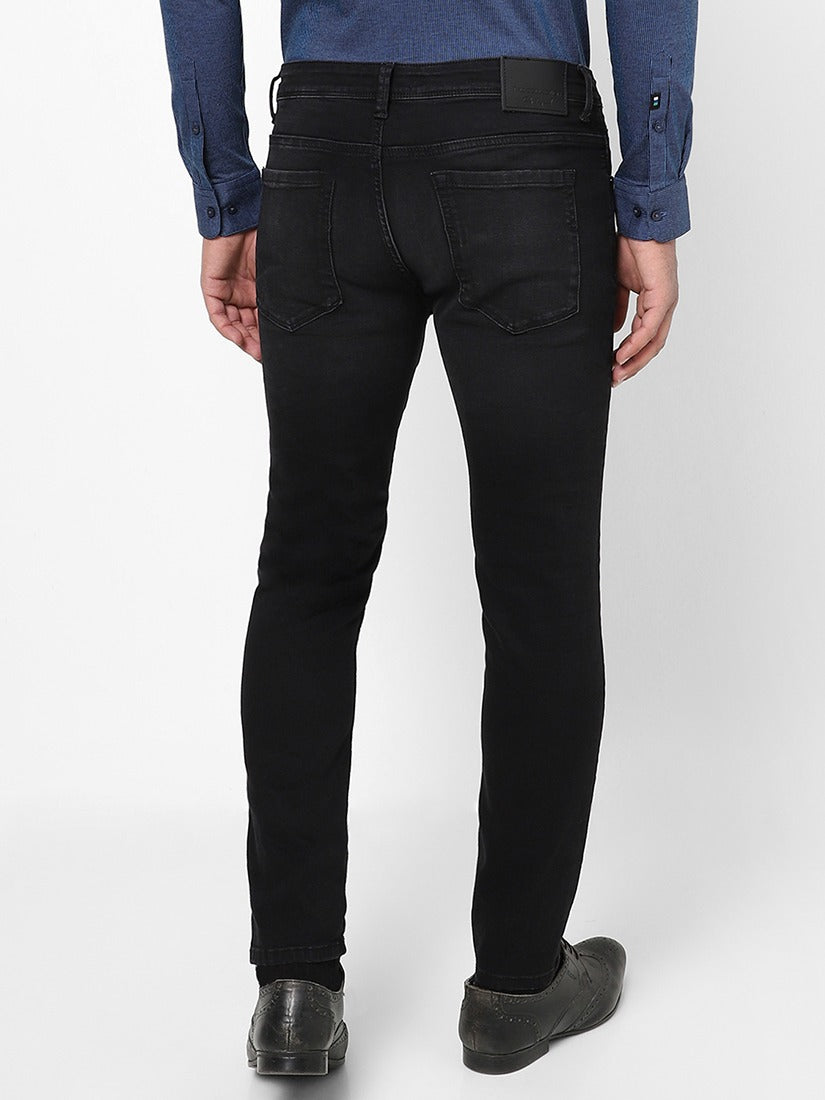 Men Slim Mid Rise Black Jeans