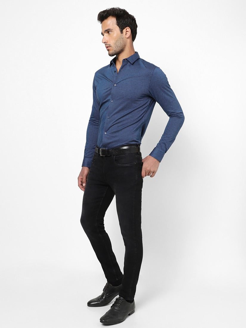 Men Slim Mid Rise Black Jeans