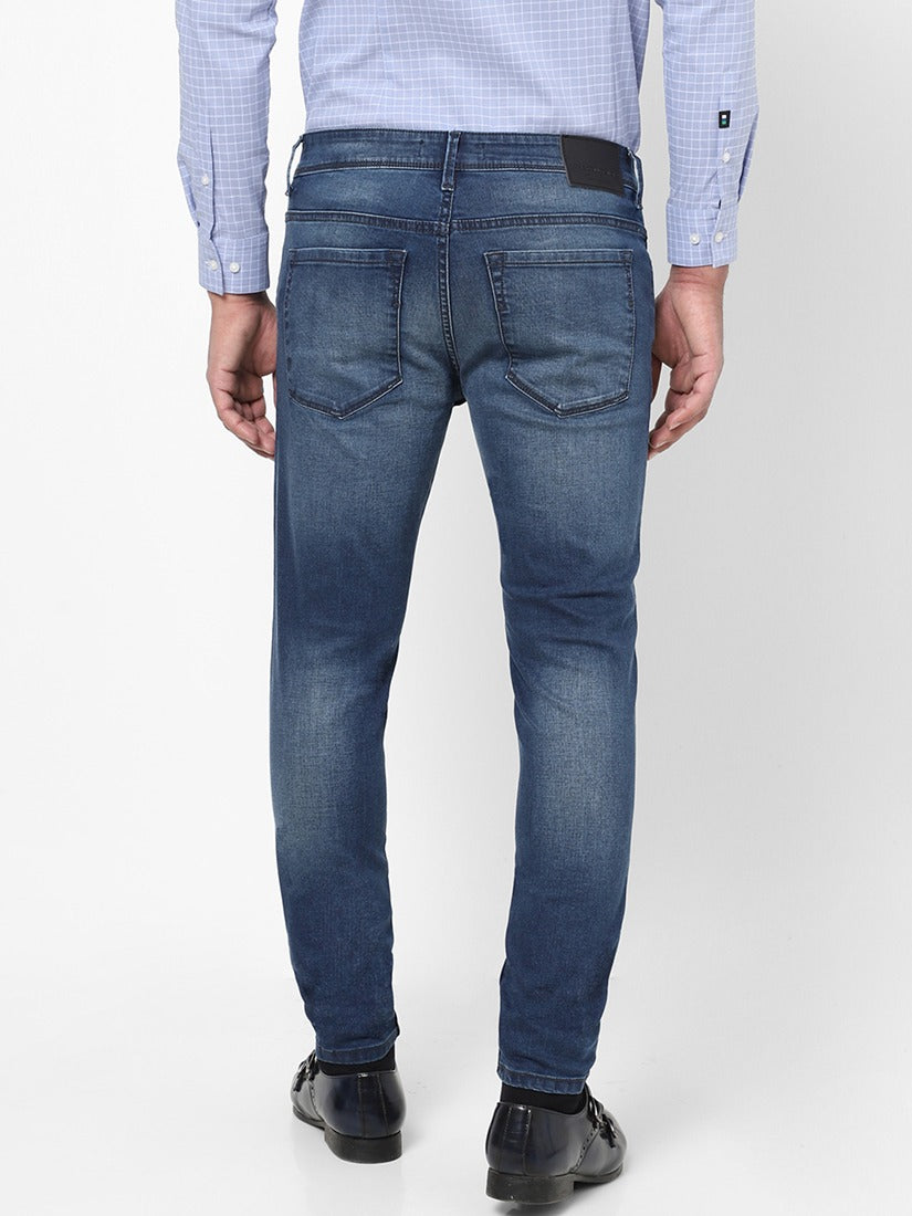 Men Slim Mid Rise Blue Jeans