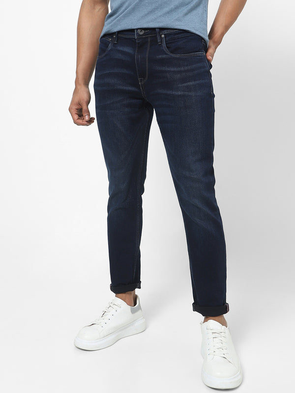 Men Slim Mid Rise Blue Jeans