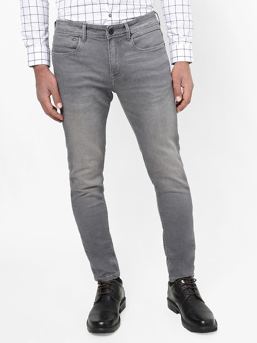 Men Slim Mid Rise Grey Jeans