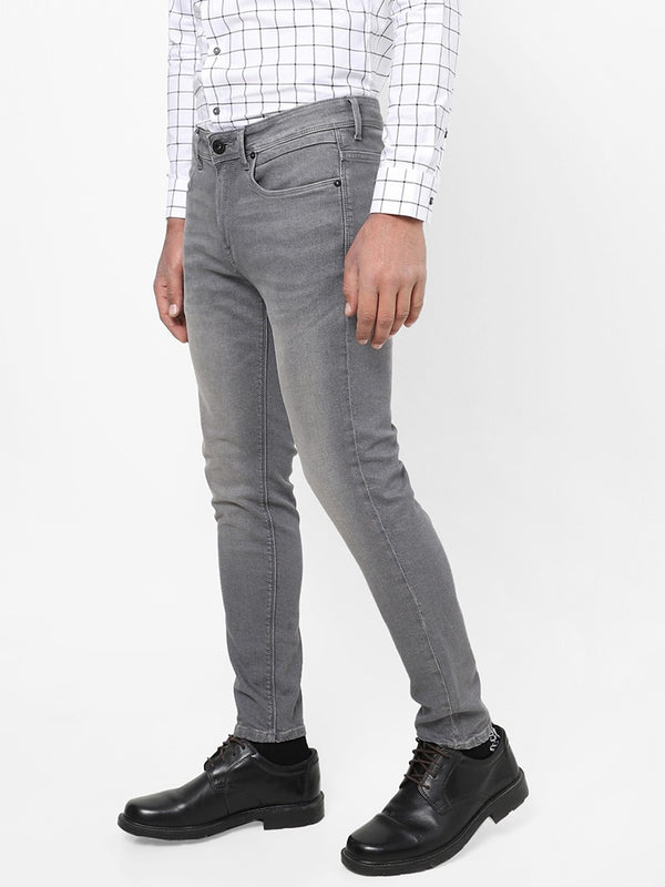 Men Slim Mid Rise Grey Jeans