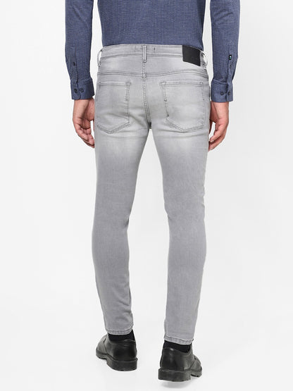 Men Slim Mid Rise Dark Grey Jeans